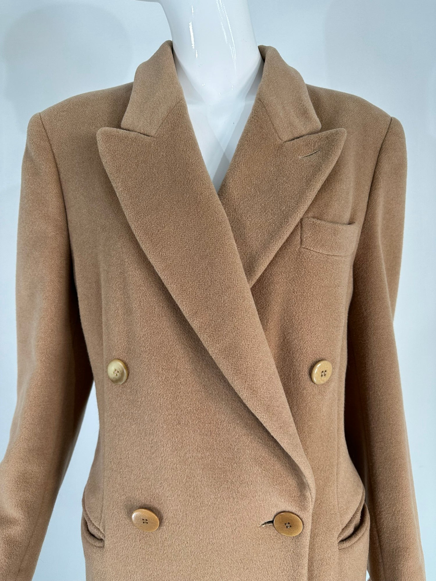 SOLD Giorgio Armani Camel Hair Classic Double Breasted Coat 1990s