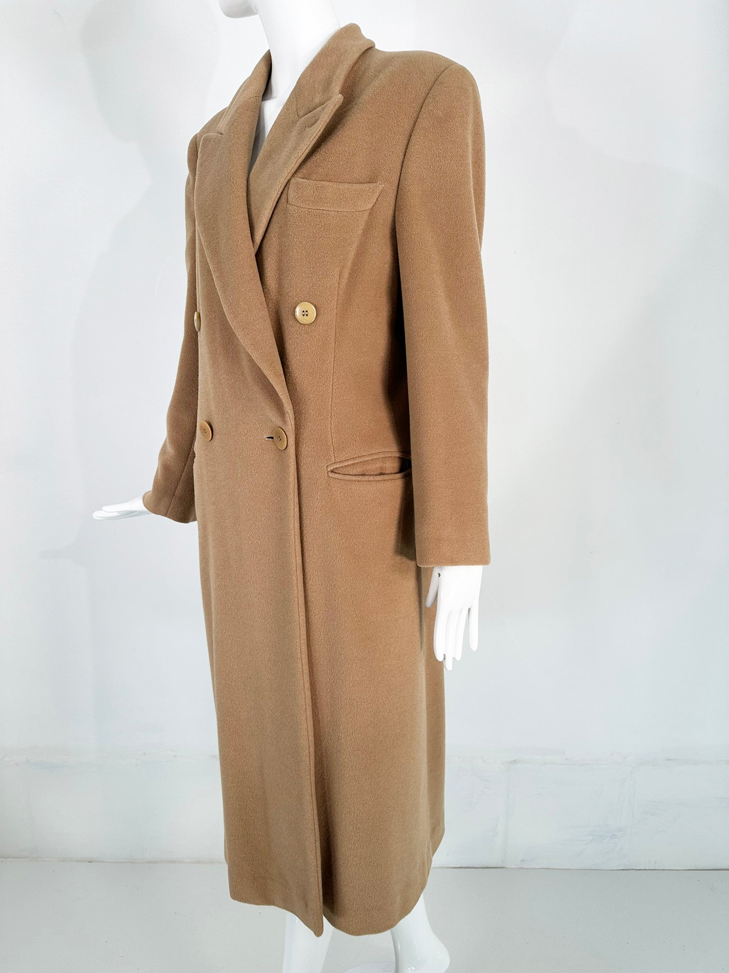 SOLD Giorgio Armani Camel Hair Classic Double Breasted Coat 1990s