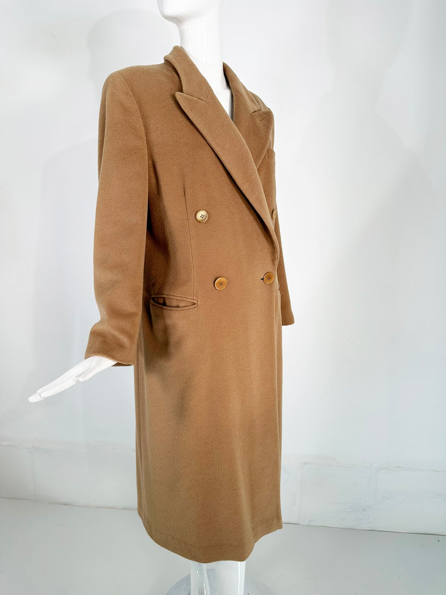 SOLD Giorgio Armani Camel Hair Classic Double Breasted Coat 1990s