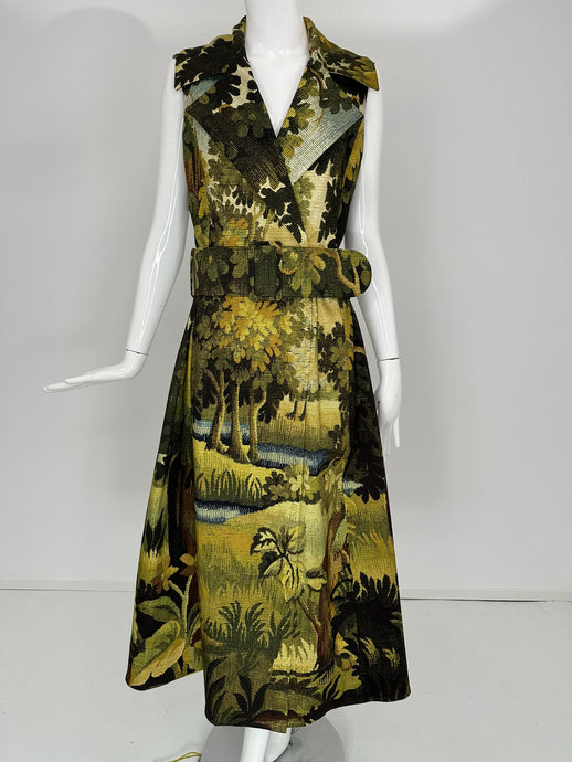Oscar de la Renta Pre Fall 2020 Landscape Tapestry Belted Wrap Dress Unworn wt
