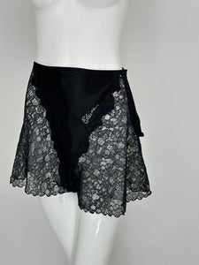 1940s Black Lace & Satin Side Button Embroidered Elaine Tap Pants