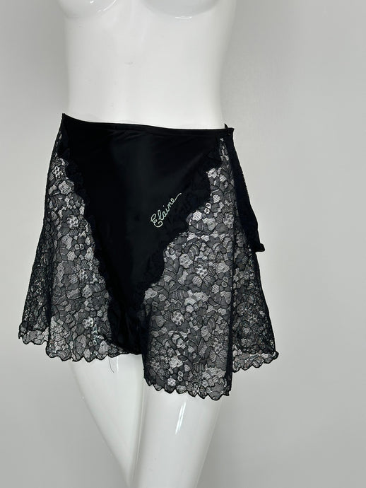 1940s Black Lace & Satin Side Button Embroidered Elaine Tap Pants