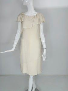 Chanel 2008P White Boucle Raw Edge Ruffle & Hem Day Dress 34