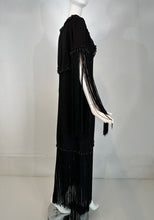 Dimitri Kritsas Haute Couture New York 1960s-70 Black Bead & Fringe Evening Gown