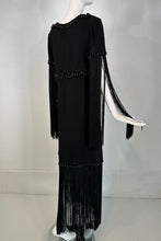 Dimitri Kritsas Haute Couture New York 1960s-70 Black Bead & Fringe Evening Gown