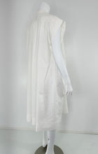 Hermes Crisp Sheer White Cotton Short Sleeve Pleated Placket Front Dress 42