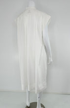 Hermes Crisp Sheer White Cotton Short Sleeve Pleated Placket Front Dress 42