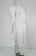 Hermes Crisp Sheer White Cotton Short Sleeve Pleated Placket Front Dress 42