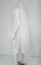 Hermes Crisp Sheer White Cotton Short Sleeve Pleated Placket Front Dress 42