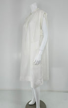 Hermes Crisp Sheer White Cotton Short Sleeve Pleated Placket Front Dress 42