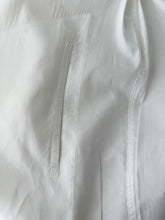 Hermes Crisp Sheer White Cotton Short Sleeve Pleated Placket Front Dress 42