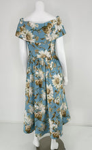 Oscar de la Renta P20 Blue & White Magnolia Print Cotton Shawl Collar Dress 8