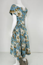 Oscar de la Renta P20 Blue & White Magnolia Print Cotton Shawl Collar Dress 8