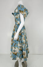 Oscar de la Renta P20 Blue & White Magnolia Print Cotton Shawl Collar Dress 8