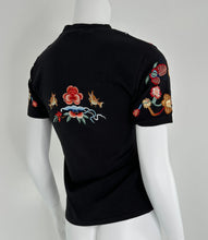 Christian Dior 2001 J'ADORE DIOR Black Embroidered  Short Sleeve T-Shirt 10
