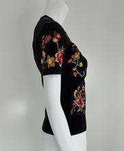 Christian Dior 2001 J'ADORE DIOR Black Embroidered  Short Sleeve T-Shirt 10