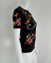 Christian Dior 2001 J'ADORE DIOR Black Embroidered  Short Sleeve T-Shirt 10