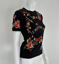 Christian Dior 2001 J'ADORE DIOR Black Embroidered  Short Sleeve T-Shirt 10