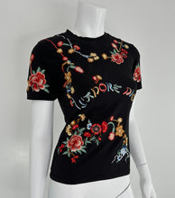 Christian Dior 2001 J'ADORE DIOR Black Embroidered  Short Sleeve T-Shirt 10