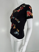 Christian Dior 2001 J'ADORE DIOR Black Embroidered  Short Sleeve T-Shirt 10