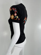 Christian Dior 2001 J'ADORE DIOR Black Embroidered  Short Sleeve T-Shirt 10