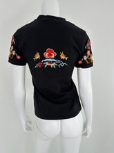 Christian Dior 2001 J'ADORE DIOR Black Embroidered  Short Sleeve T-Shirt 10