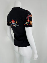 Christian Dior 2001 J'ADORE DIOR Black Embroidered  Short Sleeve T-Shirt 10