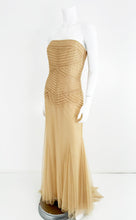 Vera Wang Nude/Champagne Tulle Strapless Pleated Torso Gown with Train 10