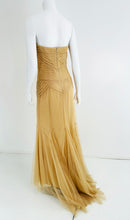 Vera Wang Nude/Champagne Tulle Strapless Pleated Torso Gown with Train 10