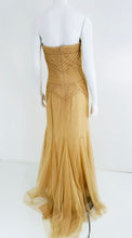 Vera Wang Nude/Champagne Tulle Strapless Pleated Torso Gown with Train 10