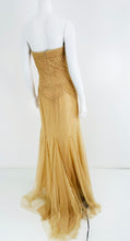 Vera Wang Nude/Champagne Tulle Strapless Pleated Torso Gown with Train 10