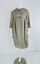 Ben Zuckerman Silver & Ice Blue Metallic Brocade 1950s Sac Back Evening Coat