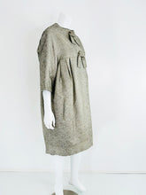 Ben Zuckerman Silver & Ice Blue Metallic Brocade 1950s Sac Back Evening Coat
