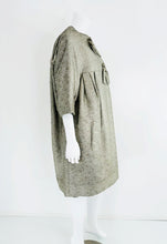 Ben Zuckerman Silver & Ice Blue Metallic Brocade 1950s Sac Back Evening Coat