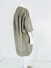 Ben Zuckerman Silver & Ice Blue Metallic Brocade 1950s Sac Back Evening Coat