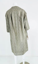 Ben Zuckerman Silver & Ice Blue Metallic Brocade 1950s Sac Back Evening Coat