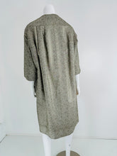 Ben Zuckerman Silver & Ice Blue Metallic Brocade 1950s Sac Back Evening Coat