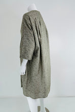 Ben Zuckerman Silver & Ice Blue Metallic Brocade 1950s Sac Back Evening Coat