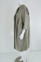 Ben Zuckerman Silver & Ice Blue Metallic Brocade 1950s Sac Back Evening Coat