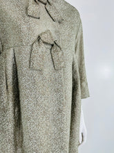 Ben Zuckerman Silver & Ice Blue Metallic Brocade 1950s Sac Back Evening Coat