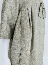 Ben Zuckerman Silver & Ice Blue Metallic Brocade 1950s Sac Back Evening Coat