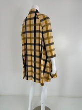 Geoffrey Beene Beene Bazaar Mod Matching Plaid Kangaroo Pocket Swing Coat 1960s