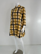 Geoffrey Beene Beene Bazaar Mod Matching Plaid Kangaroo Pocket Swing Coat 1960s