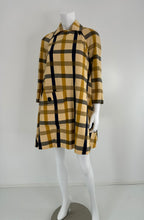 Geoffrey Beene Beene Bazaar Mod Matching Plaid Kangaroo Pocket Swing Coat 1960s