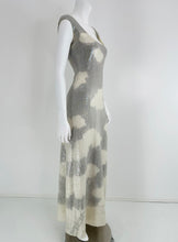 Halston Iconic Clouds Dress in Stormy Grey & Cream Iridescent Sequins Mid 1970s