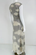 Halston Iconic Clouds Dress in Stormy Grey & Cream Iridescent Sequins Mid 1970s