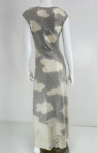 Halston Iconic Clouds Dress in Stormy Grey & Cream Iridescent Sequins Mid 1970s