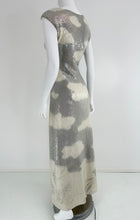Halston Iconic Clouds Dress in Stormy Grey & Cream Iridescent Sequins Mid 1970s