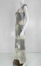 Halston Iconic Clouds Dress in Stormy Grey & Cream Iridescent Sequins Mid 1970s