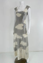 Halston Iconic Clouds Dress in Stormy Grey & Cream Iridescent Sequins Mid 1970s